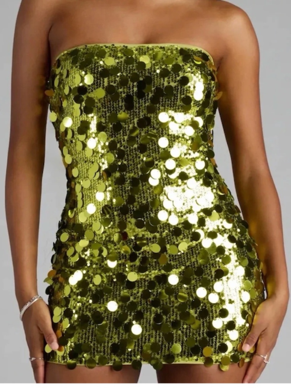 WINDSOR Green Party Sequin Dress - NWOT - Size XS - Mini Strapless Dress